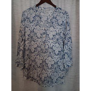 Grand and Greene Women's XL Blouse Navy & White NWOT